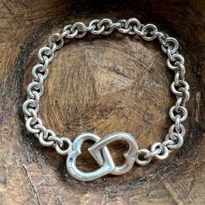 Sweet Vintage Sterling Silver Hearts Bracelet